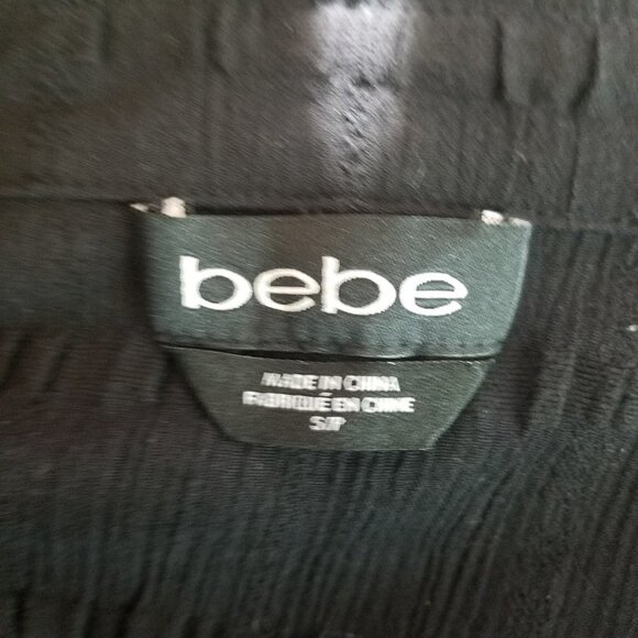 Bebe Black Semi-Sheer Button Front Blouse - Picture 5 of 6